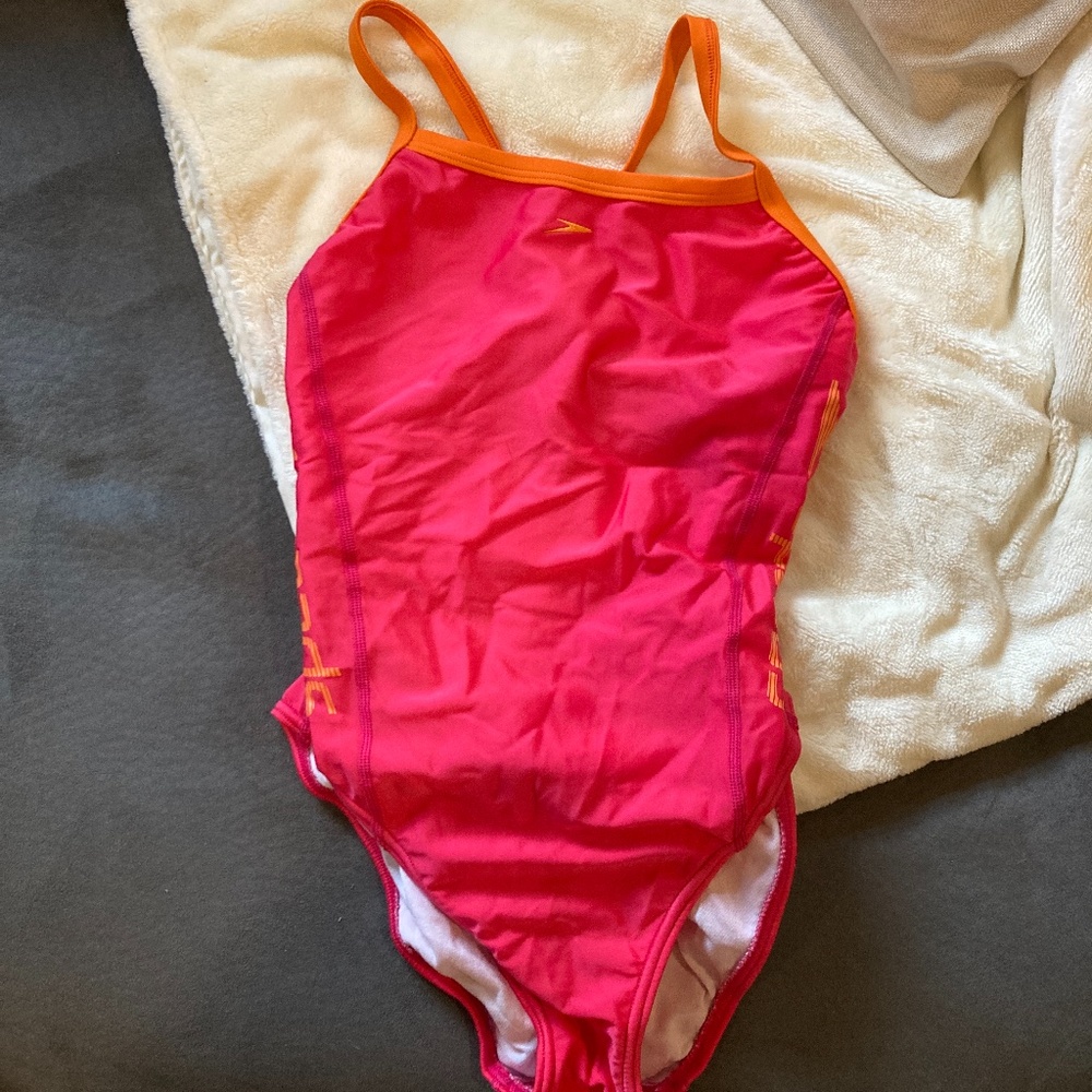 Womens Pink and orange speedo one piece size 28